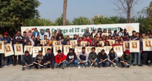 सेमिजर दौरान वर्ष 2024 का कैलेंड रिलीज करते चेयरमैन चौधरी कुमार सैनी, प्रिंसीपलशबनम कौर, डॉयरेक्टर मानव सैनी, फैकल्टी सदस्य व विद्यार्थी